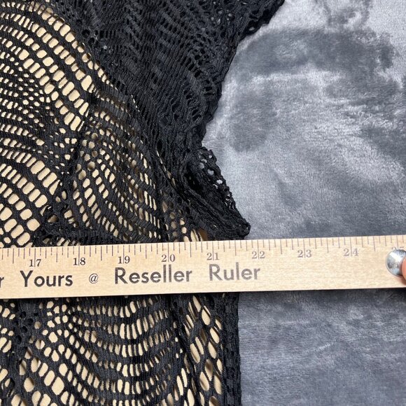 Emma & Michele Black Lace Overlay Dress With Fringe Hem  Size 18/20 1920's Style - Picture 2 of 8